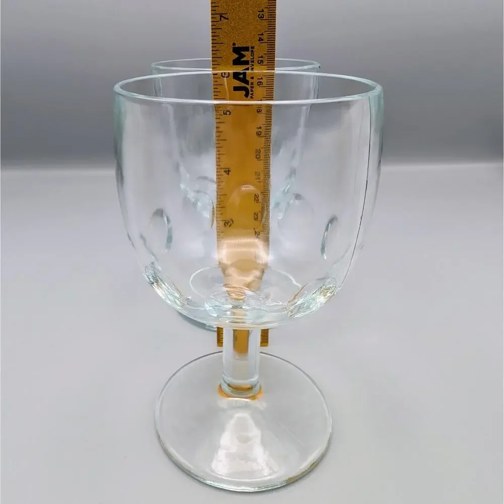 Vintage Bartlett Collins Btc8 Clear Thumbprint Water Goblets 6.25
